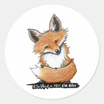 KiniArt Fox Round Stickers