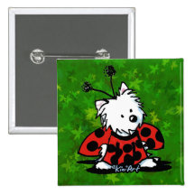 KiniArt Ladybug Westie Pinback Button