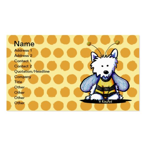 KiniArt Westie Bee Business Card Template (front side)