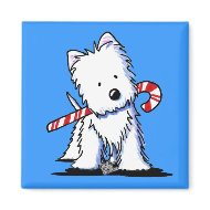 KiniArt Westie Candy Cane Blue Magnet