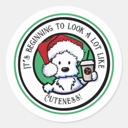 Kiniart Westie Christmas Coffee Classic Round Sticker Zazzle