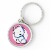 KiniArt Westie on Pink Keychain keychains