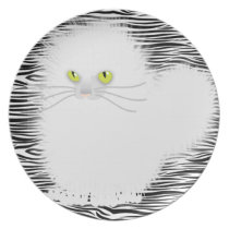 Kinky White Kitty plates