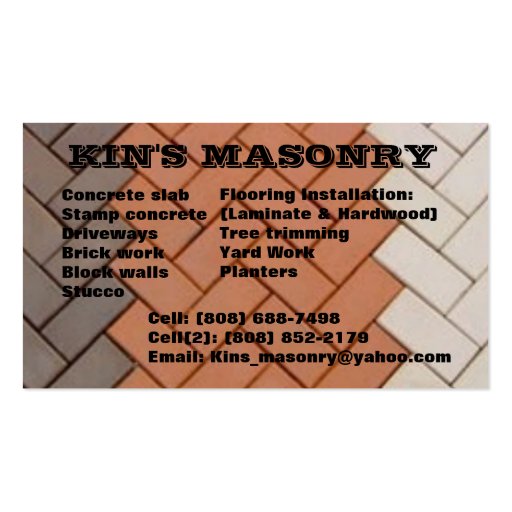 Kin's_masonry Business Card (front side)