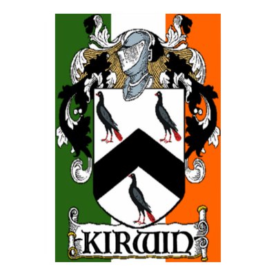 Kirwin Coat of Arms Irish Flag Print by irishcountry