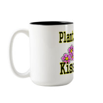 Kiss a bee with pink flowers mugs by BeeCharmer Kiss a bee with pink flowers mugs