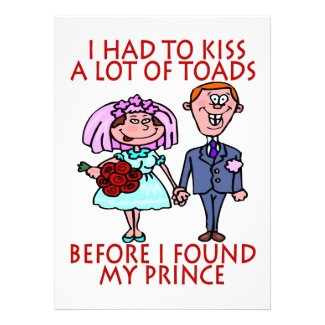 Kiss A Lot Of Toads Wedding Invite