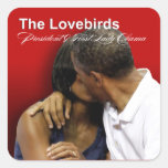KISS CAM Lovebirds President & First Lady Obama Square Stickers