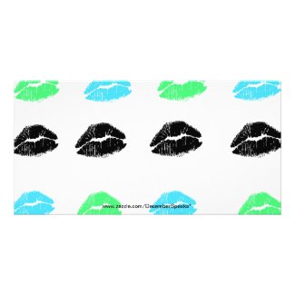 Kiss/Lips-blue,black & lime zazzle_photocard