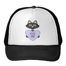 Kiss me CAT-conversation heart Mesh Hats