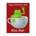 Kiss Me Frog Valentines Postcard