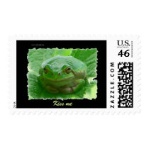Kiss me - green frog close up postage postage by Rainmountain Kiss me - green frog close up postage postage