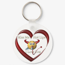 kiss me hot lips heart keychains by Terikia kiss me hot lips heart keychains