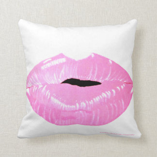 Kiss Me Hot Pink Pillow design by R T Stone
