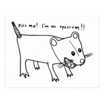 kiss me! I'm an opossum!! postcards