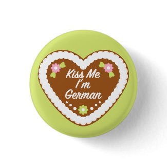 Kiss Me I'm German Gingerbread Heart button
