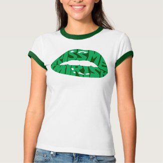 Kiss Me Im Irish $23.95 Ladies Ringer shirt