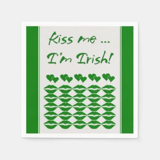 Kiss Me I'm Irish Paper Napkins Standard Cocktail Napkin