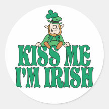 Kiss Me I'm Irish Round Stickers