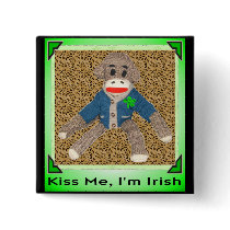 Kiss Me, I'm Irish Sock Monkey buttons