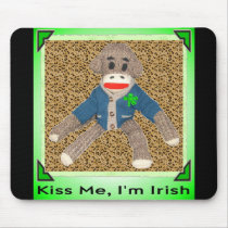 Kiss Me, I'm Irish Sock Monkey mousepads by dndartstudio Kiss Me, I'm Irish Sock Monkey mousepads
