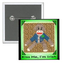 Kiss Me, I'm Irish Sock Monkey buttons