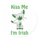 Kiss Me I'm Irish Stickers With Lucky The Cat