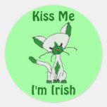 Kiss Me I'm Irish Stickers With Lucky The Cat