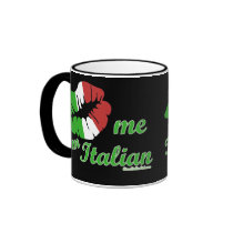 Kiss Me I'm Italian Black Background mugs by malibuitalian Kiss Me I'm Italian Black Background mugs