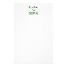 Kiss Me I'm Organic Green Saying Stationery