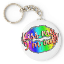 kiss me im out gay pride key chain
