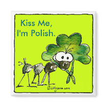Kiss Me I'm Polish Shamrock Magnet by zooogle Kiss Me I'm Polish Shamrock Magnet