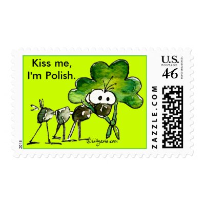 Kiss Me I'm Polish Shamrock Postage Stamp by zooogle