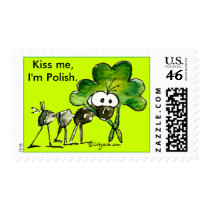 Kiss Me I'm Polish Shamrock Postage Stamp by zooogle Kiss Me I'm Polish Shamrock Postage Stamp