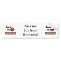 Kiss Me I'm Romanian bumper stickers