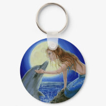Kiss Me Mermaid & Dolphin Fantasy keychain by Fine_Art_of_Morgane Kiss Me Mermaid & Dolphin Fantasy keychain