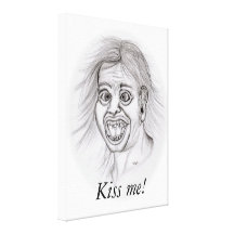 Kiss ME! - Pencil drawing Stretched Canvas Print
