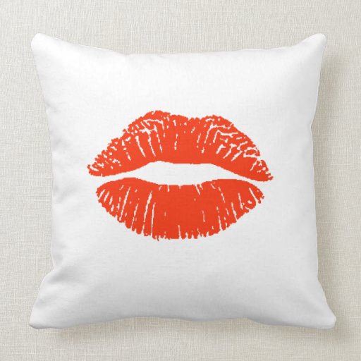 Kiss Me Red Lipstick Print Pillow  Customize It!