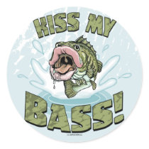Kiss My Bass Big Mouth Fish Gear stickers by awesomeanimal Kiss My Bass Big Mouth Fish Gear stickers