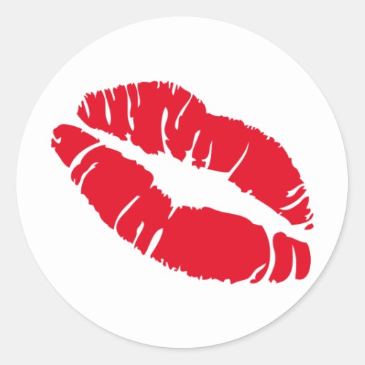 kiss red lips icon classic round sticker | Zazzle