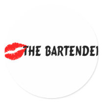 Kiss The Bartender Round Sticker