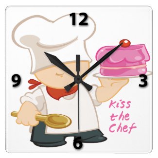 Kiss the Chef Square Wall Clock