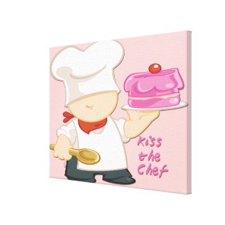 Kiss the Chef Wrapped Canvas Stretched Canvas Prints