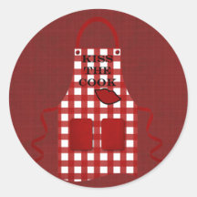 Kiss The Cook Round Stickers