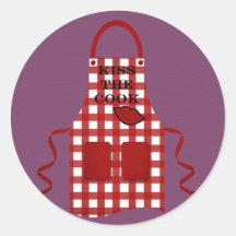 Kiss The Cook Round Stickers