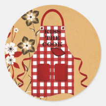Kiss The Cook Round Stickers