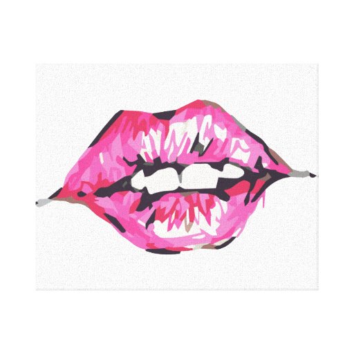 Kiss The Lips Stretched Canvas Prints