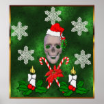 Kiss The Santa Skull Poster