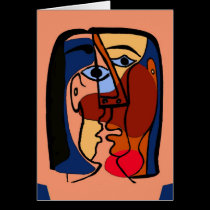 Kisses Cubism Abstract cards