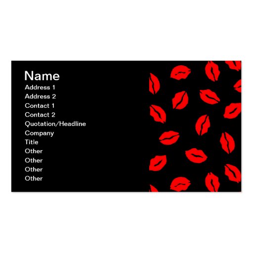 kisses pattern BLACK RED Business Card Templates